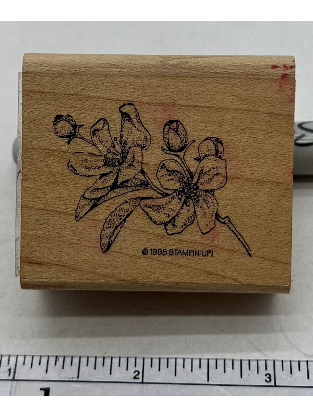 Stampin' Up 1998 Flower Blossom Branch Wood Mounted Rubber Stamp